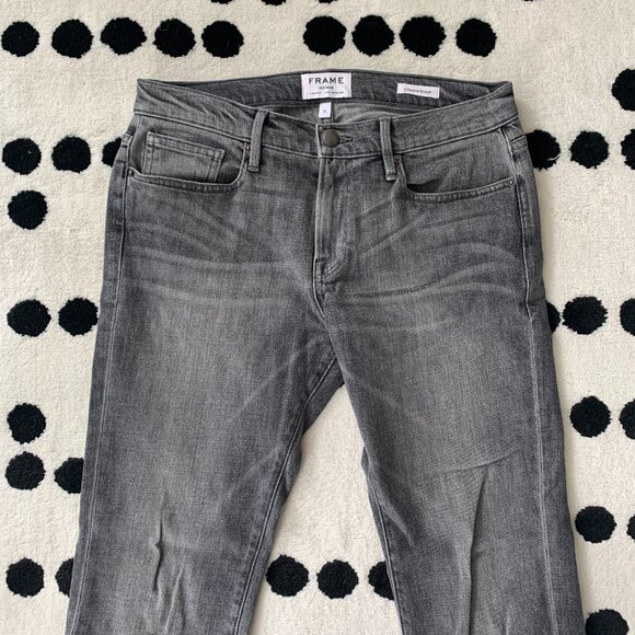 Frame Denim Jeans L'Homme Straight Badlands Charcoal Grey Denim - Picture 2 of 13